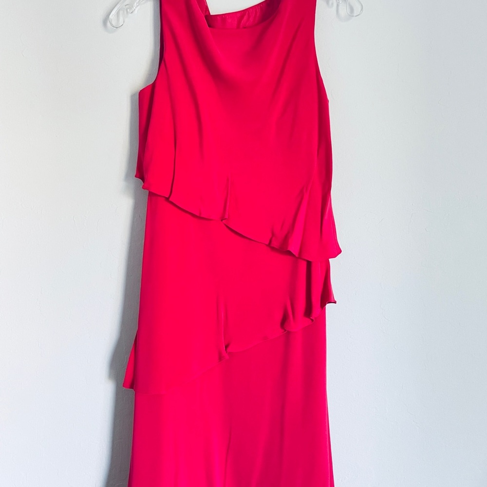 Jones New York Red Asymmetrical Tiered Cocktail Dress